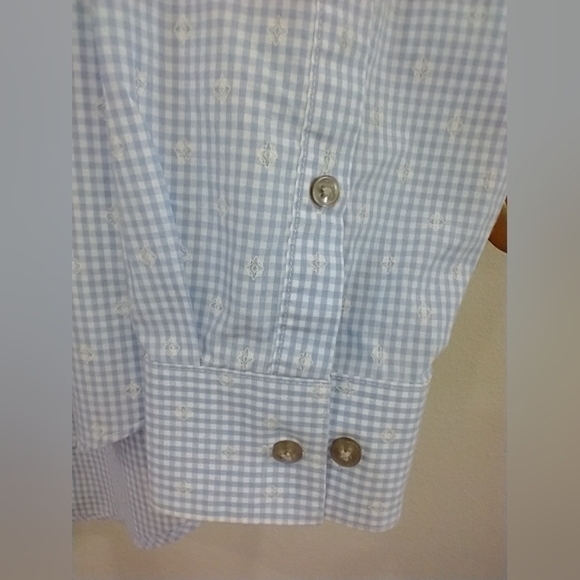 LIGHT BLUE GINGHAM CALVIN KLEIN SHIRT - Picture 2 of 8